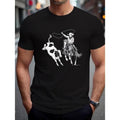 Scene Of Cowboy Lassoing Cow Print Men's T-shirt, Simple Breathable Comfy Top, Casual Crew Neck Short Sleeve T-shirt For...