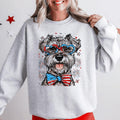 Schnauzer Patriotic Dog, USA, America, Pet Lover, 4th of July Sweatshirt, Crew Neck, Women's, Crewneck T-Shirts, Hoodie