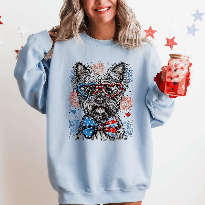 Scottish Terrier Patriotic Dog, USA, America, Pet Lover, 4th of July Sweatshirt, Crew Neck, Women's, Crewneck T-Shirts,...