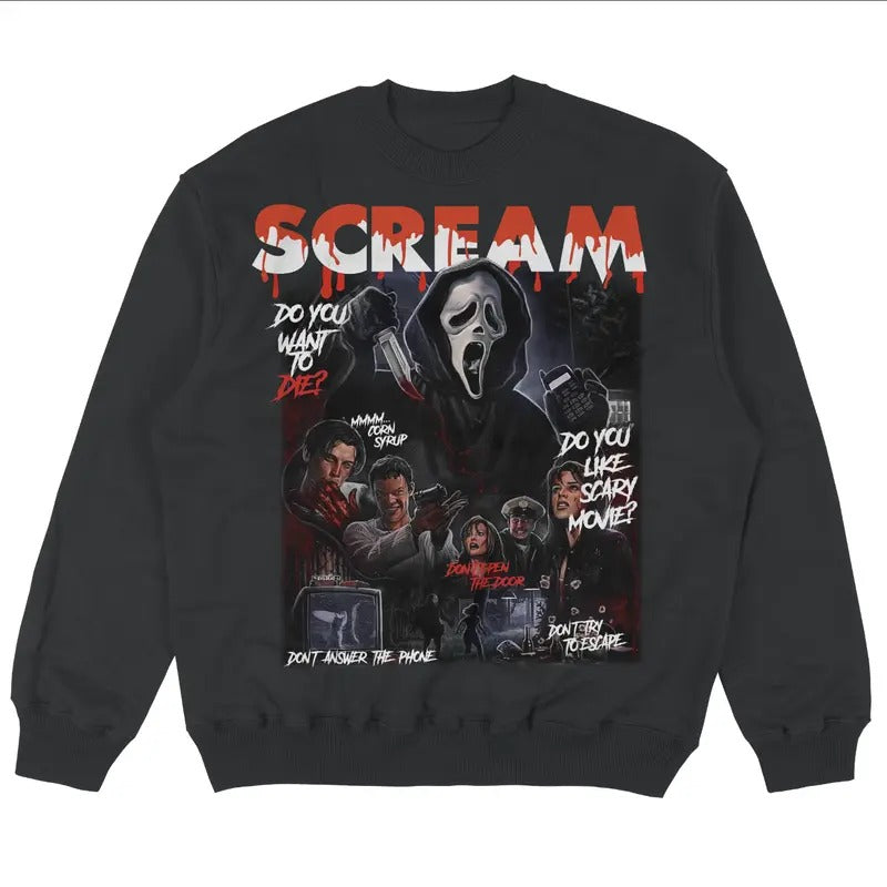 Scream "Don't Answer The Phone" Sweatshirt, Ghost Face Graphic Tee, Scream Movie Shirt, Scream Horror Movie, Halloween...