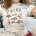 Seashell Baby Tee Y2k Marine Shirt Sea Creatures Graphic Baby Tee Vintage Graphic Tee For Women Seashell Shirt Vintage...
