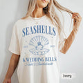 Seashells Wedding Bells Bachelorette Shirts Custom Location Bach Shirt Beach Bachelorette Party Shirts Coastal Bridal Party Shirts T-Shirts, Hoodie, Sweatshirt