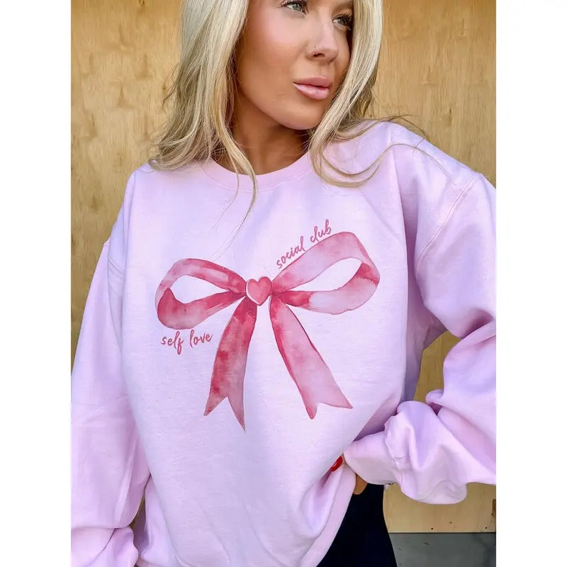 Self Love Social Bow Club Graphic Top T-Shirts, Hoodie, Sweatshirt | GrindPrints.com