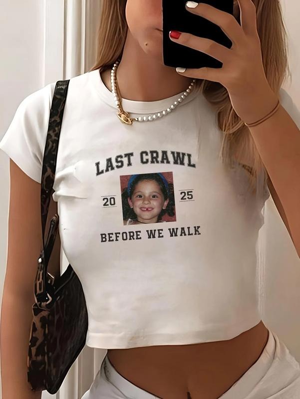 Senior Custom Graduate Baby Tee, Last Crawl Before We Walk Grad Baby Tee,Y2K Tee, Graduation 2025 Hoodie, Sweatshirt