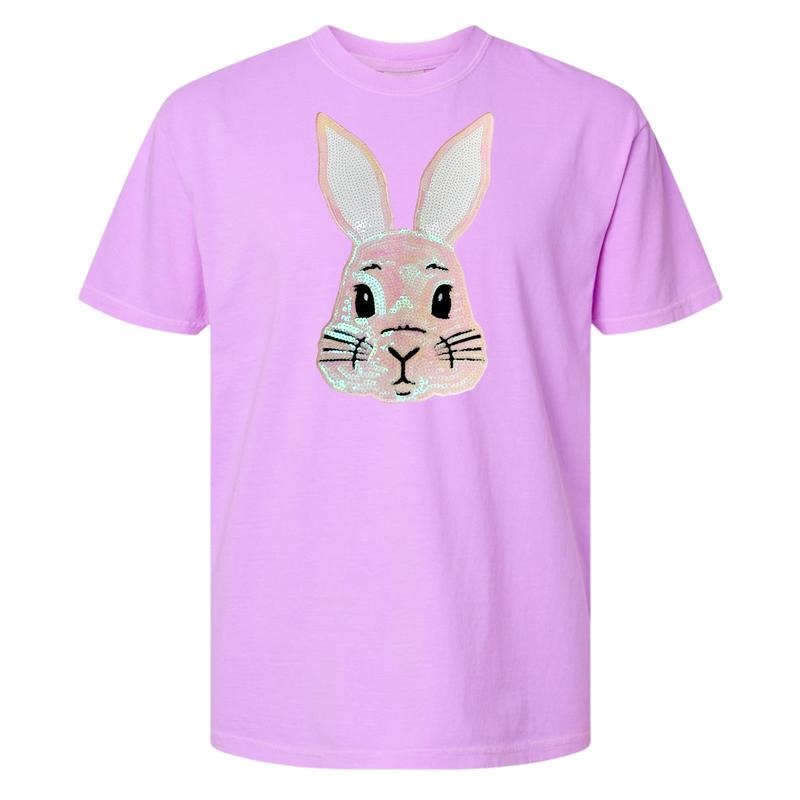 Sequin Bunny Face Comfort Colors T-Shirt Hoodie, Sweatshirt | GrindPrints.com