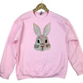 Sequin Bunny Face Gildan Sweatshirt -- LIGHT PINK T-Shirts, Hoodie | GrindPrints.com