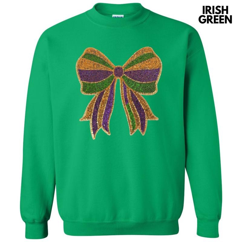 Sequin Mardi Gras Bow  Patch Sweatshirt T-Shirts, Hoodie | GrindPrints.com