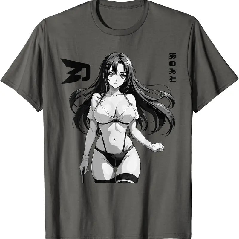 Sexy Waifu Otaku Anime Girl Japanese In Black And White Art TShirt Hoodie, Sweatshirt | GrindPrints.com