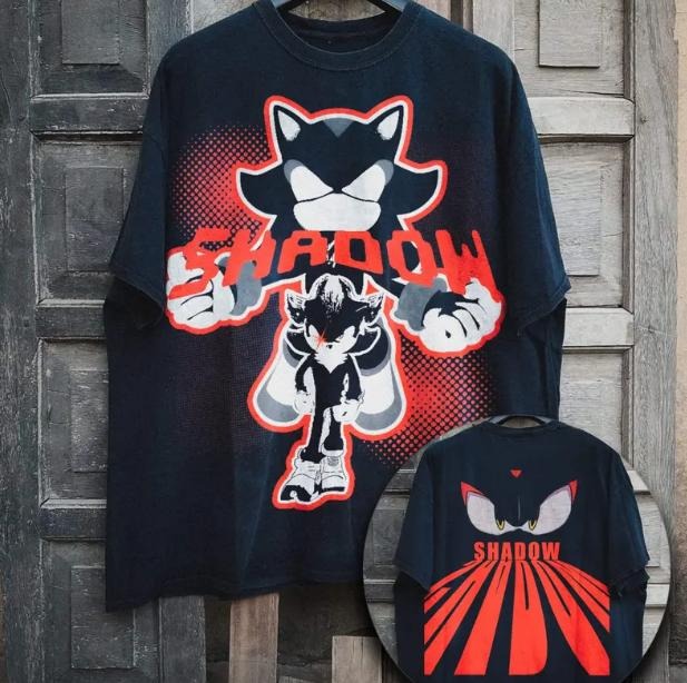 Shadow the Hedgehog T-Shirt, Sonic Adventure 2-Sided Shirt, Unisex Vintage Graphic Tees Gothic Grunge Y2k Emo Scene Amity...