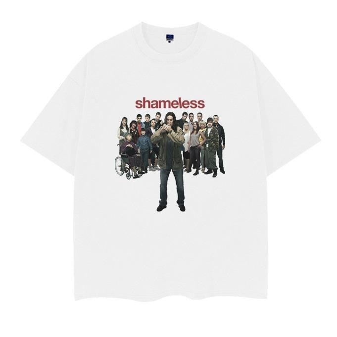 Shameless "Carl & Family" Vintage Oversized Tee Anime T-shirt 100% Cotton Original Design Men's Top White Casual Menswear...