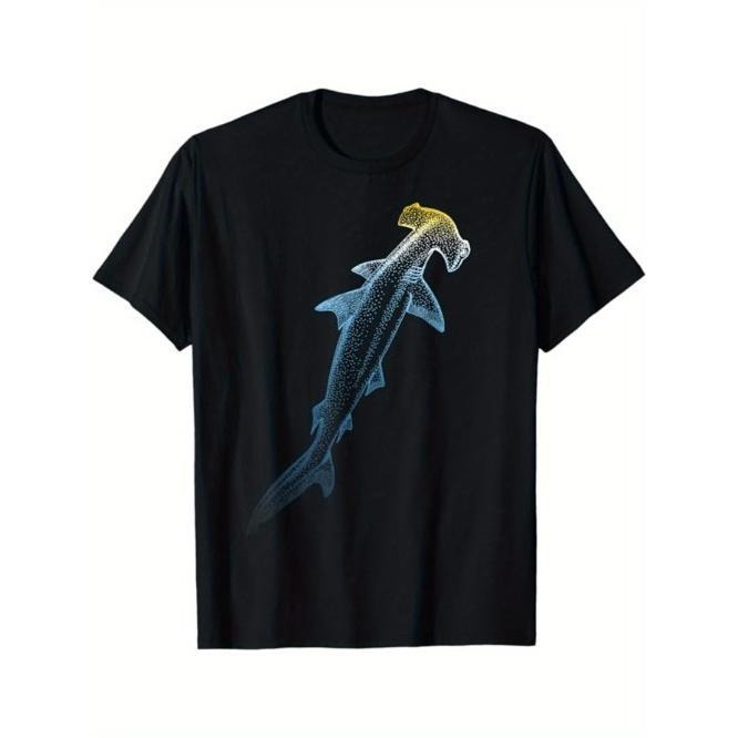 Shark Print Cotton Outdoor Clothes Casual Short Sleeve Crew Neck Tops Made USA T-Shirts, Hoodie, Sweatshirt