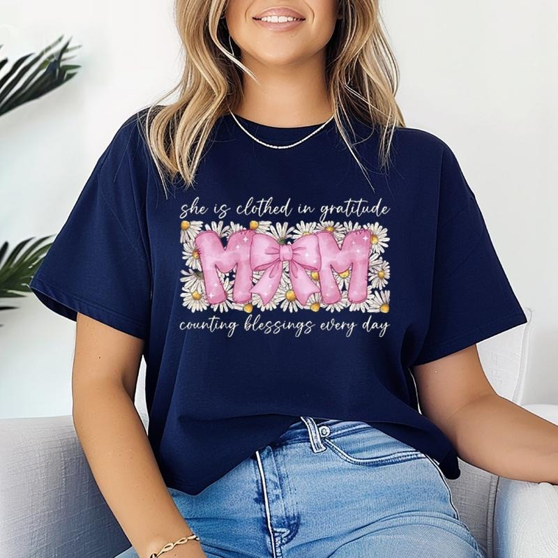 She Is Clothed In Grateful Christian Graphic Tee Pure Cotton Casual Street Style Crew Neck Short Sleeve T-Shirt Tops...