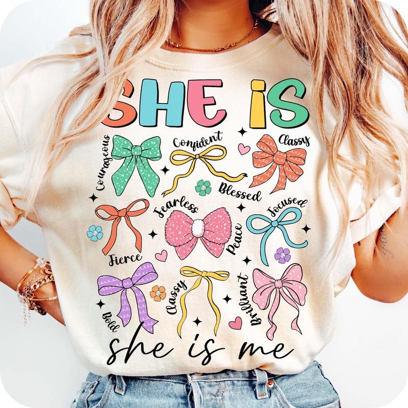 She Is Mom Coquette Bow T-Shirt, Flower Mom T-Shirt, Mom T-Shirt, Mom Life T-Shirt, Mother's Day T-Shirt, Gift for Mom,...