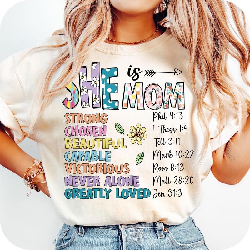 She is Mom T-Shirt, Flower Mom Shirt, Blessed Shirt, Mother's Day T-Shirt, Gift for Mom Hoodie, Sweatshirt | GrindPrints.com