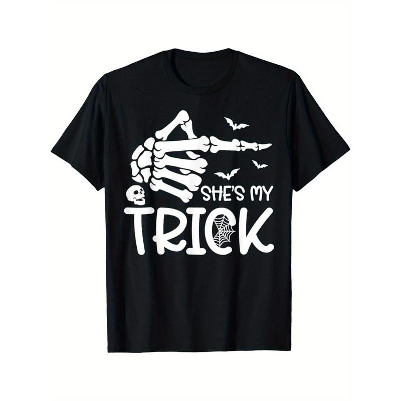 She's My Trick Skeleton Hand Halloween Costume Men's T-Shirt made in usa Hoodie, Sweatshirt | GrindPrints.com