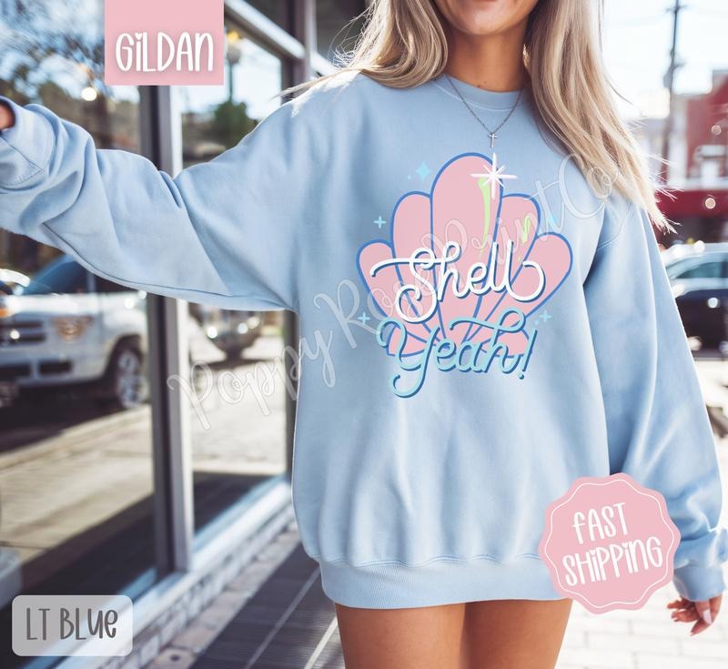 Shell Yeah Sweatshirt, Cute Summer Sweater, Girly Beach Crewneck T-Shirts, Hoodie | GrindPrints.com