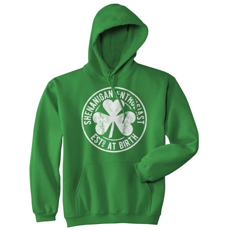 Shenanigan Enthusiast Hoodie Funny St Patricks Day Sweatshirt Cool Green Graphic Novelty Sweatshirt Funny Hoodies Saint...