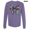 Shimmer Mardi Gras Bow Long Sleeve Comfort Colors T-Shirt Hoodie, Sweatshirt | GrindPrints.com