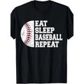 Short Sleeve For Men Eat Sleep Baseball Repeat Baseball Player Funny Baseball T-Shirt - 220g Cotton T-shirt, 10, 000...