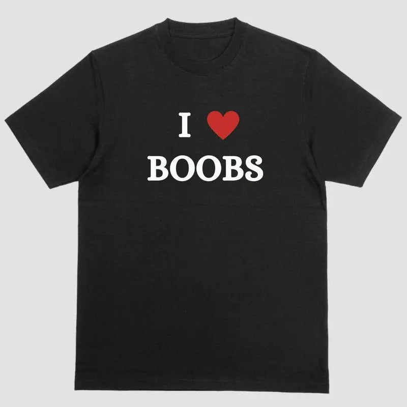 Short sleeve shirt, I LOVE BOOBS, shirt trend 2025 Hoodie, Sweatshirt | GrindPrints.com