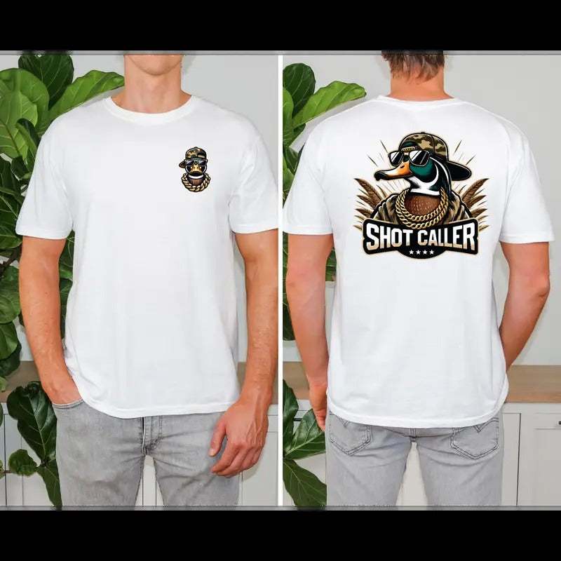 Shot Caller Duck Mens T-Shirt - Loose-Fitting Casual Tee with Gangster Duck Print Hoodie, Sweatshirt | GrindPrints.com