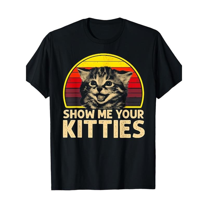 Show Me Your Kitties Cat Lover Retro Vintage Sunset T-Shirt 100%cotton Made in USA Hoodie, Sweatshirt | GrindPrints.com