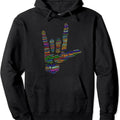Sign I Love You in Different 40 Languages, ASL Pullover Hoodie | Unisex Hooded Sweatshirt T-Shirts | GrindPrints.com