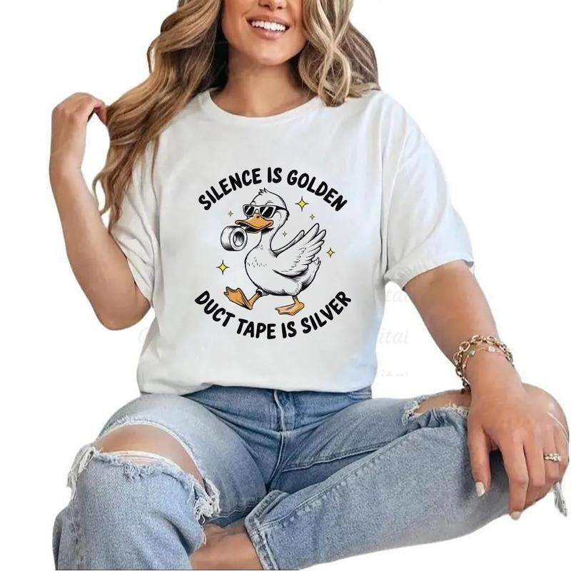 Silence Is Golden Duck Tape Is Silver T-shirt Funny Duck Retro T-Shirt Unisex Hoodie Sweatshirt | GrindPrints.com