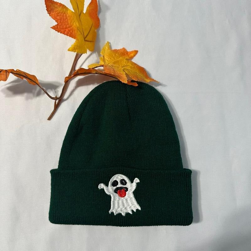 Silly Ghost embroidered Beanie; Halloween embroidered Beanie Cotton Cotton Cotton T-Shirts, Hoodie, Sweatshirt