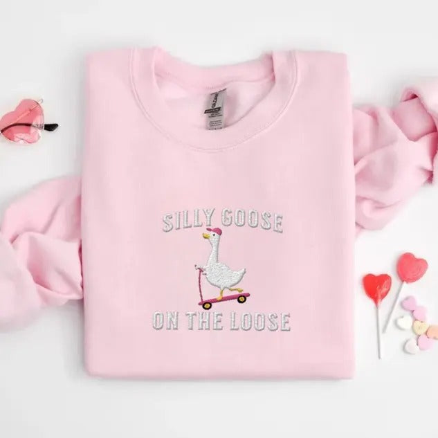 Silly Goose Sweatshirt Goose Crewneck Sweatshirt Silly Goose Shirt Funny Sweatshirt Funny Shirt Gift Hoodie | GrindPrints.com