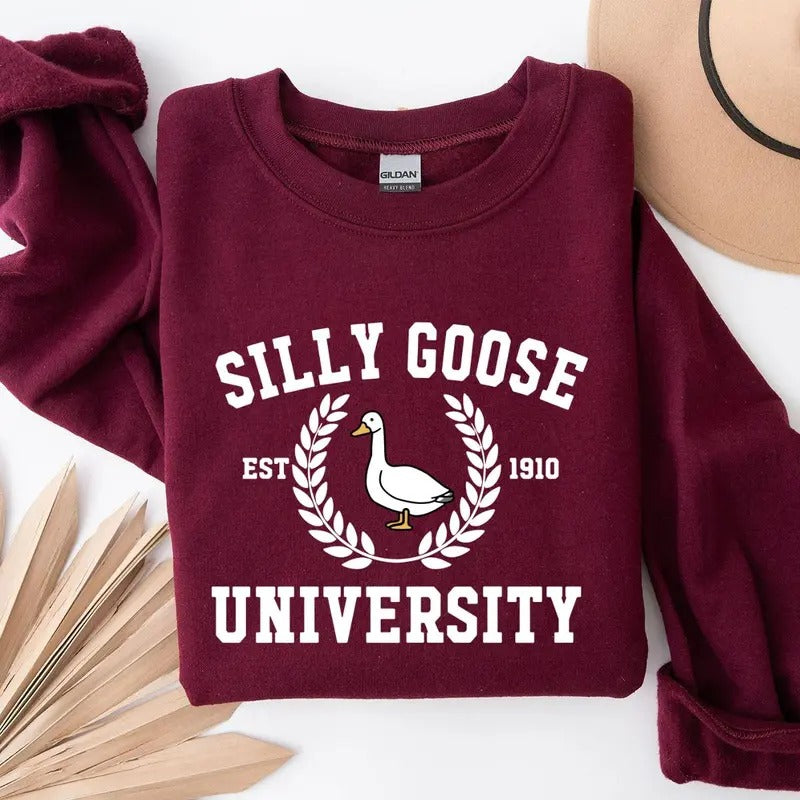 Silly Goose University Sweatshirt, Unisex Shirt, Shirt For Men, Shirt For Women, hot tiktok trend 2024 Hoodie