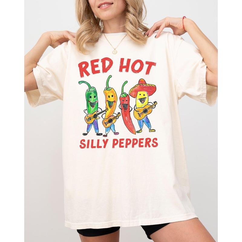 Silly Peppers, Funny, Chili Peppers, Red Hot, Hot Peppers, Aesthetic, Meme, Trendy Shirt, Women's Comfort Color Tee,...
