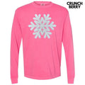 Silver & White Snowflake Sequin Patch Long Sleeve Comfort Colors T-Shirt Hoodie, Sweatshirt | GrindPrints.com