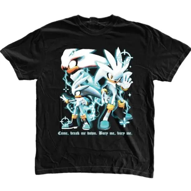 Silver the Hedgehog Bury Me T-Shirt, Unisex Vintage Graphic Tees Gothic Grunge Y2k Emo Scene Amity Affliction Style...