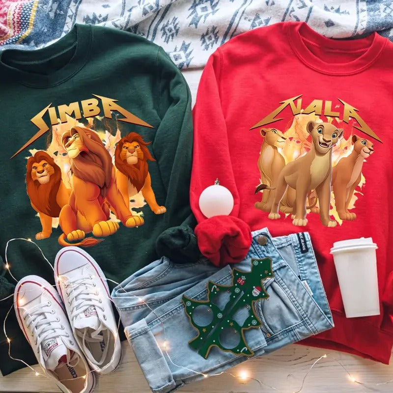 Simba and Nala Couple Couple Sweatshirt, Cute Cartoon T-Shirt, Valentine Movie Hoodie Shirt, Lion king | GrindPrints.com