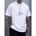 Simple Guitar Graphic Print Men's T-Shirt, Crew Neck Short Sleeve Tees For Summer, Casual Comfortable Lightweight Top For...