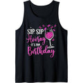 Sip Sip Hooray It's My Birthday Pink Leopard Wine Glass Tank Top Made in USA T-Shirts, Hoodie, Sweatshirt | GrindPrints.com