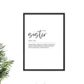 Sister Definition Art Print, Quote Print Posters, Sister Art Print, Nursery Art Decor, Gifts For Teens Girls Family Wall...