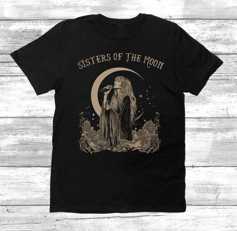 Sisters Of The Moon Stevie Nicks Tee, Bohemian Style Shirt, Moon Phases Graphic Tee, Music Lover Gift, Festival Clothing,...