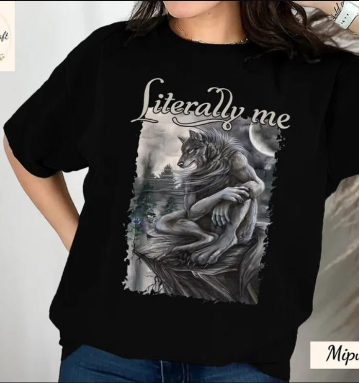 Sitting wolf shirt literally me funny meme tshirt Hoodie, Sweatshirt | GrindPrints.com