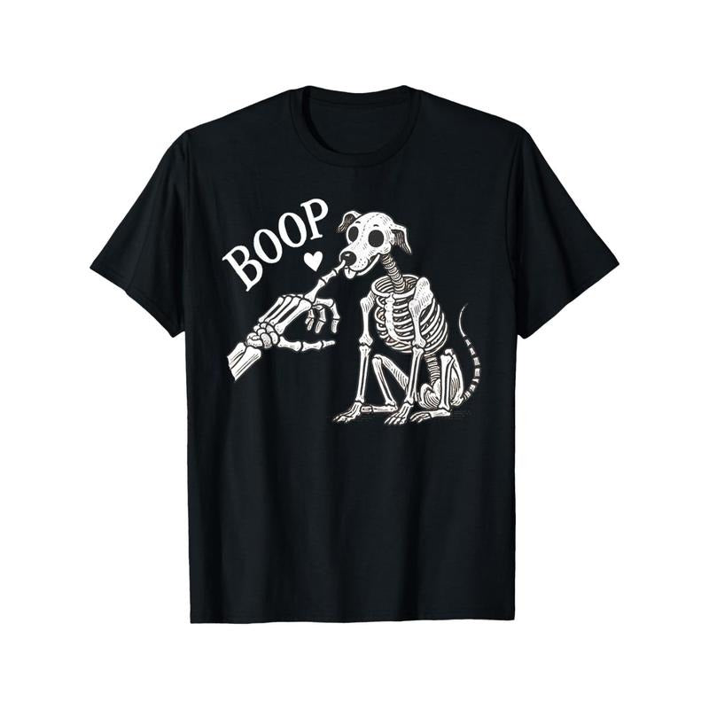 Skeleton And Dog T-Shirt, men's round neck T-shirt made in usa Hoodie, Sweatshirt | GrindPrints.com