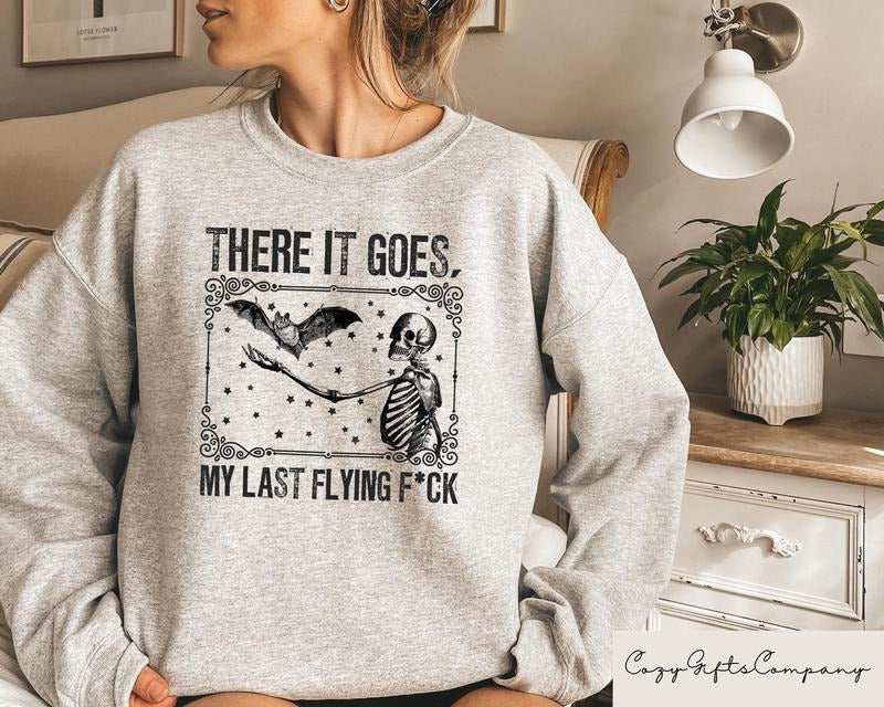 Skeleton Bat Sweatshirt Halloween Gifts Halloween Women Sweater Spooky Sweatshirt Spooky Season Tshirt  T-shirt, sweater...