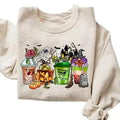 Skeleton Coffee Cups Sweatshirt, Coffee Cups Sweatshirt, Gnomes Coffee Cup Sweatshirt, Gnomes Halloween Sweatshirt,...