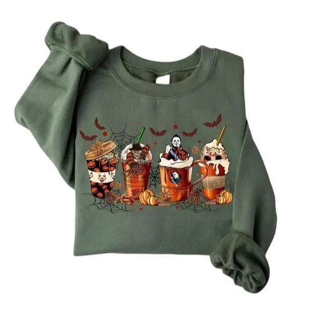 Skeleton Coffee Cups Sweatshirt, Coffee Cups Sweatshirt, Skull Coffee Cup Sweatshirt, Skeleton Halloween Sweatshirt,...