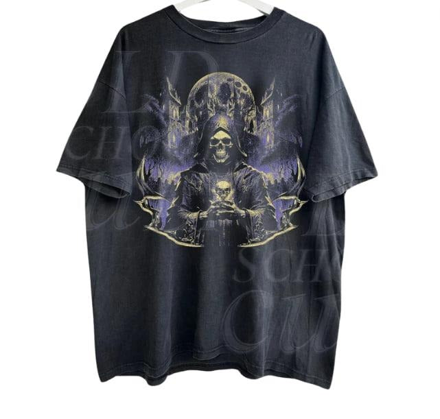 Skeleton Dark Art Vintage 90s Graphic Shirt, Skeleton Y2k Goth Retro Tee, 2000s Emo Clothes, Nostalgia Castle Streetwear ...