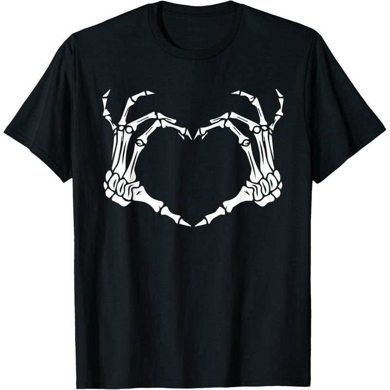 Skeleton Hand Heart Halloween Funny Bones Love T-Shirt made in usa Hoodie, Sweatshirt | GrindPrints.com