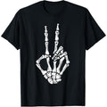 Skeleton Hand Peace Sign Halloween Costume Bones T-Shirt made in usa Hoodie, Sweatshirt | GrindPrints.com