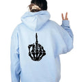 Skeleton Middle Finger Hoodie - Skeleton Lover Day Hoodie Retro Soft Casual Cotton Menswear Apparel Long Clothes...