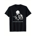 Skeleton Print Men's Cotton T-shirt, Graphic Tee Men's Outdoor Clothes, Men's Halloween Clothing, Casual Short Sleeve...