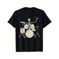 Skeleton Print Men's Cotton T-shirt, Graphic Tee Men's Outdoor Clothes, Men's Halloween Clothing, Casual Short Sleeve...